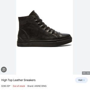 BRAND NEW Anine Bing Nico High Top Black Leather Sneakers size EU37